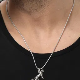 Sanjog Silver-Plated Wild Animal Tiger King Pendant & Chain image 2