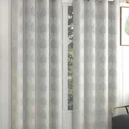 Yellow Weaves Grey & Silver-Toned 2 Pieces Floral Printed Long Door Curtains-image-37