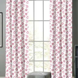 Airwill Red & White 2Pcs Floral Room Darkening Door Curtain-picture-24