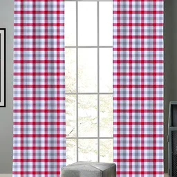 Airwill Red & White 2 Pieces Geometric Printed Room Darkening Door Curtain-picture-12