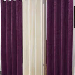 Kraftiq Homes plainpunching Purple & White  3 Pcs Abstract Room Darkening Door Curtain-picture-34