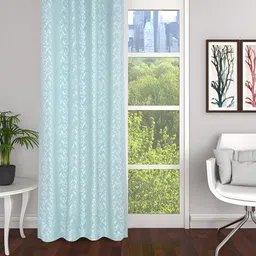 THE CONVERSION Turquoise Blue Floral Room Darkening Door Curtain-image-35