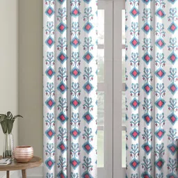 ROMEE Off White & Blue Ethnic Motifs Printed Door Curtain-picture-34