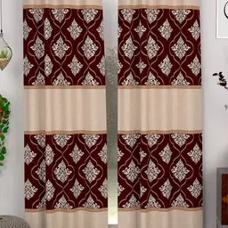 CHHAVI INDIA Beige & Brown 2 Pieces Ethnic Motifs Printed Sheer Door Curtains-image-4