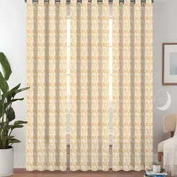 Lunar Days Yellow & White 3 Pieces Abstract Room Darkening Cotton Long Door Curtains-picture-12