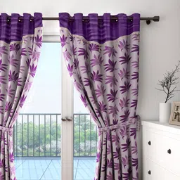 Cortina Purple Leaf Print Single Door Curtain-picture-14