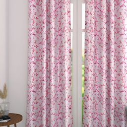 THE CONVERSION White & Pink Floral Long Door Curtain-picture-8