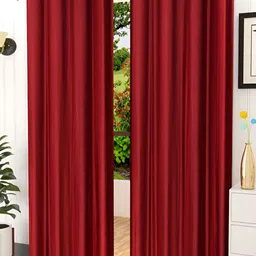 Kraftiq Homes Crush Maroon 2 Pieces Long Door Curtains-picture-39