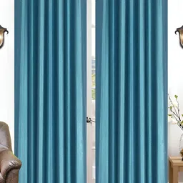THE CONVERSION Turquoise Blue 2 Pieces Long Door Curtain-image-47