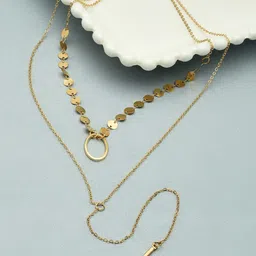 AMI Gold-Toned & Gold-Plated 2Layered Contemporary Lariat Chain-picture-18