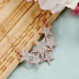 UNIVERSITY TRENDZ Gold-Plated Crystal-Studded Star Pendant Chain-picture-16
