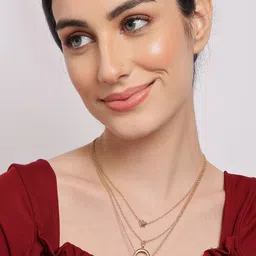 SOHI Gold-Toned Gold-Plated Layered Chain-image-6