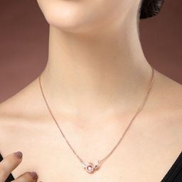 NVR Rose Gold Plated American Diamond Necklace-picture-6