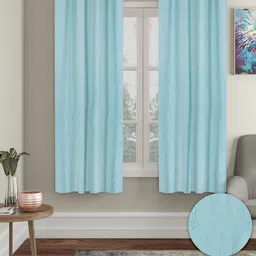 Aura Blue 2 Pieces Black-Out Window Curtains-picture-2