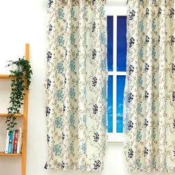 Ariana Blue & Gold-Toned Printed Embroidered Window Curtain-picture-13