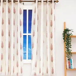 Ariana Pink & Gold-Toned Embroidered Window Curtain-picture-12