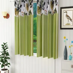 Homefab India Green & White Set of 2 Floral Window Curtain-picture-40