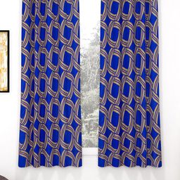 Story@home Nature Blue & Brown 2 Pieces Geometric Printed Window Curtains-picture-18