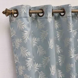 Ariana Blue & White Floral Black Out Long Door Curtain-image-31
