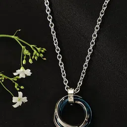 AQUASTREET Men Silver-Plated & Blue CZ Studded Pendant With Chain-picture-17