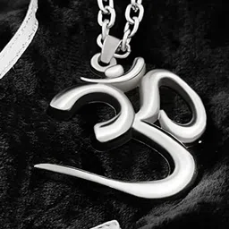 Saizen Silver-Plated Stainless Steel Om Pendant With Chain image 1