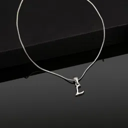 Estele Rhodium-Plated Alphabet L-Shaped Pendant With Chain image 1