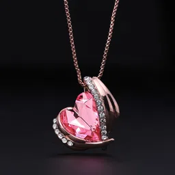 Yellow Chimes Rose-Gold Plated Pink Swarovski Pendant With Chain-image-9