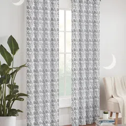 Lunar Days Black & White 2 Pieces Room Darkening Window Curtain image 2