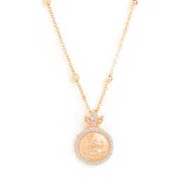 MINUTIAE Rose Gold-Plated Stones-Studded Pendant With Chain image 2