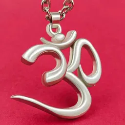 Saizen Silver-Plated Stainless Steel Om Pendant With Chain image 2