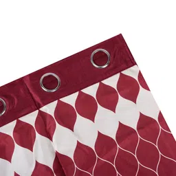 Kuber Industries White & Maroon 3 Pieces Geometric Printed Sheer Door Curtains image 5