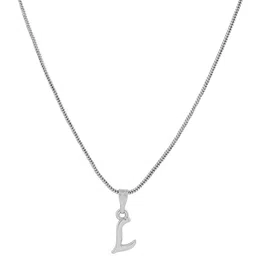Estele Rhodium-Plated Alphabet L-Shaped Pendant With Chain image 3