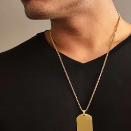 Roadster Men Gold Plated Name Tag Pendant With Chain-picture-46