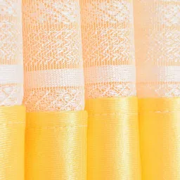 Homefab India Yellow & White Set of 2 Floral Sheer Long Door Curtain image 5