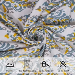 HOMEMONDE White & Yellow Set of 2 Floral Cotton Window Curtain image 3