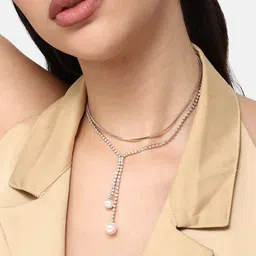SOHI Gold-Toned & White Gold-Plated Layered Chain image 5
