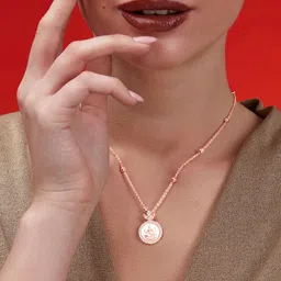 MINUTIAE Rose Gold-Plated Stones-Studded Pendant With Chain image 5
