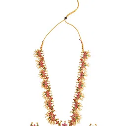 Shining Jewel - By Shivansh Gold-Plated Pink Brass Stone Studded Jewellery Set-picture-16