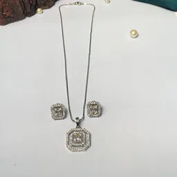 ABDESIGNS Silver-Plated American Diamond Jewellery Set-picture-25