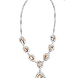 ODETTE Silver-Toned & Gold-Toned Stones-Studded Necklace image 2
