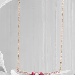MINUTIAE Rose Gold-Plated Pink & White Crystals Brass Necklace image 1