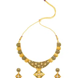 Shining Jewel - By Shivansh Gold-Plated White Stone Studded Jewellery Set-picture-34