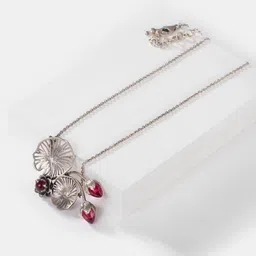 SHAYA Women Silver-Toned & Magenta Necklace Chain-picture-23