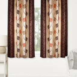 Home Sizzler Brown Set of 2 Woven Regular Window Curtains-image-95