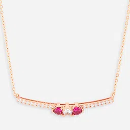 MINUTIAE Rose Gold-Plated Pink & White Crystals Brass Necklace image 2