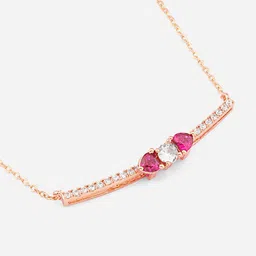 MINUTIAE Rose Gold-Plated Pink & White Crystals Brass Necklace image 3