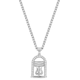 GIVA Men 925 Silver Rhodium-Plated Cubic Zirconia-Studded Pendants with Chains image 5