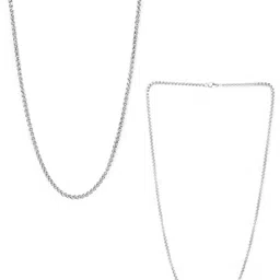 Yellow Chimes Men Set Of 2 Silver-Plated Stainless Steel Chains-image-25