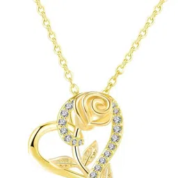 Nilu's Collection Gold Plated Cubic Zirconia Heart Shaped Pendant with Chain image 4