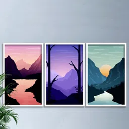 SAF Pink & Purple 3 Pieces Modern Boho Art Painting Framed Wall Art-picture-32